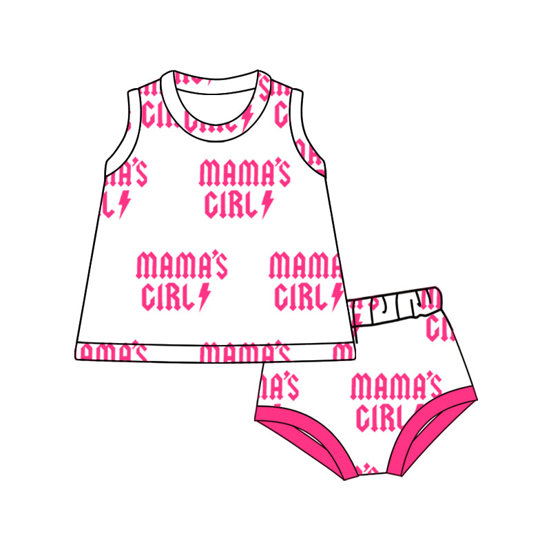 preorder GBO0456 Mama's Girl Flash Hot Pink Sleeveless Girls Bummies Set