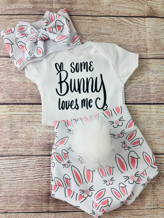 preorder GBO0493 Easter Bunny Short Sleeve Bummies Girls Set