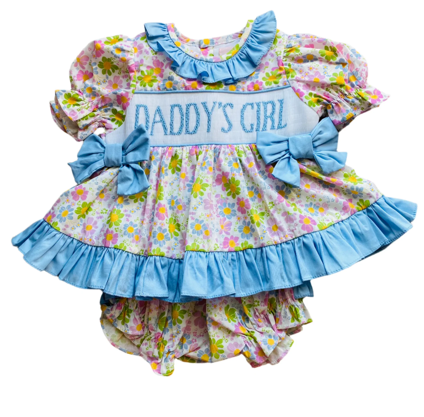 preorder GBO0499 Daddy's Girl Flowers Floral Girls Bummies Set