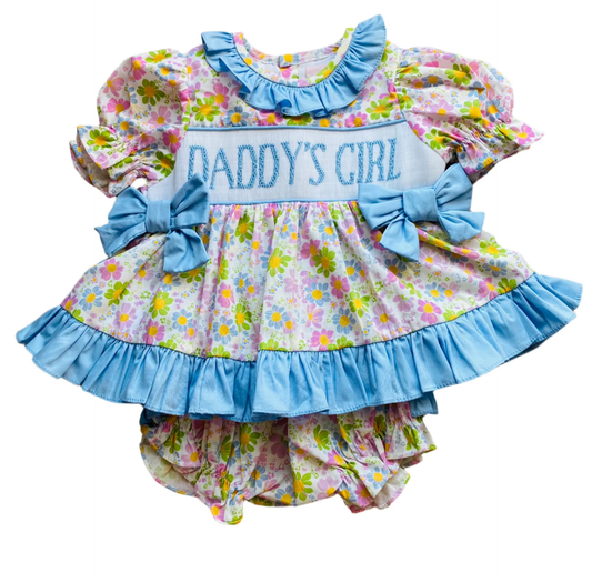 preorder GBO0499 Daddy's Girl Flowers Floral Girls Bummies Set
