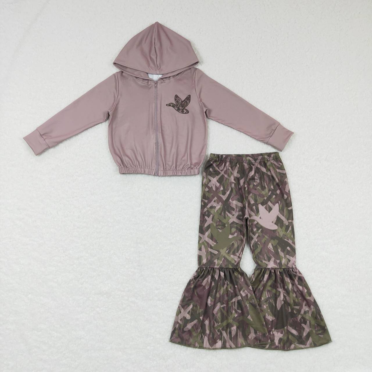 GLP0842 Hunt deer camo pink hoodie long sleeve girls set