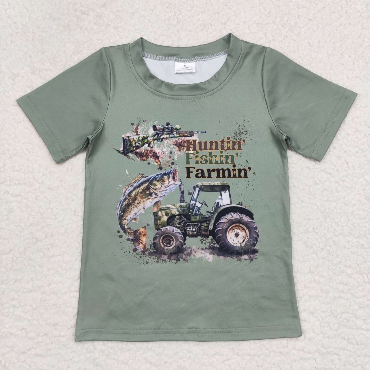 BT0344 Hunting fishing farming short sleeve kids top