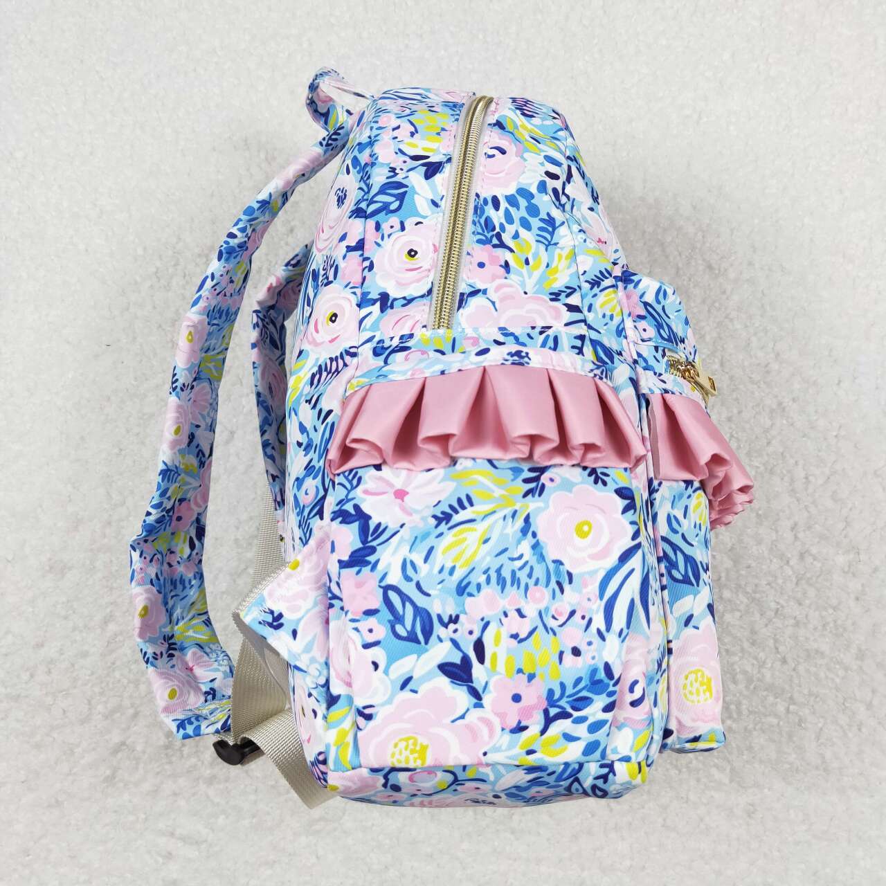 BA0175 colorful flowers blue kids bag