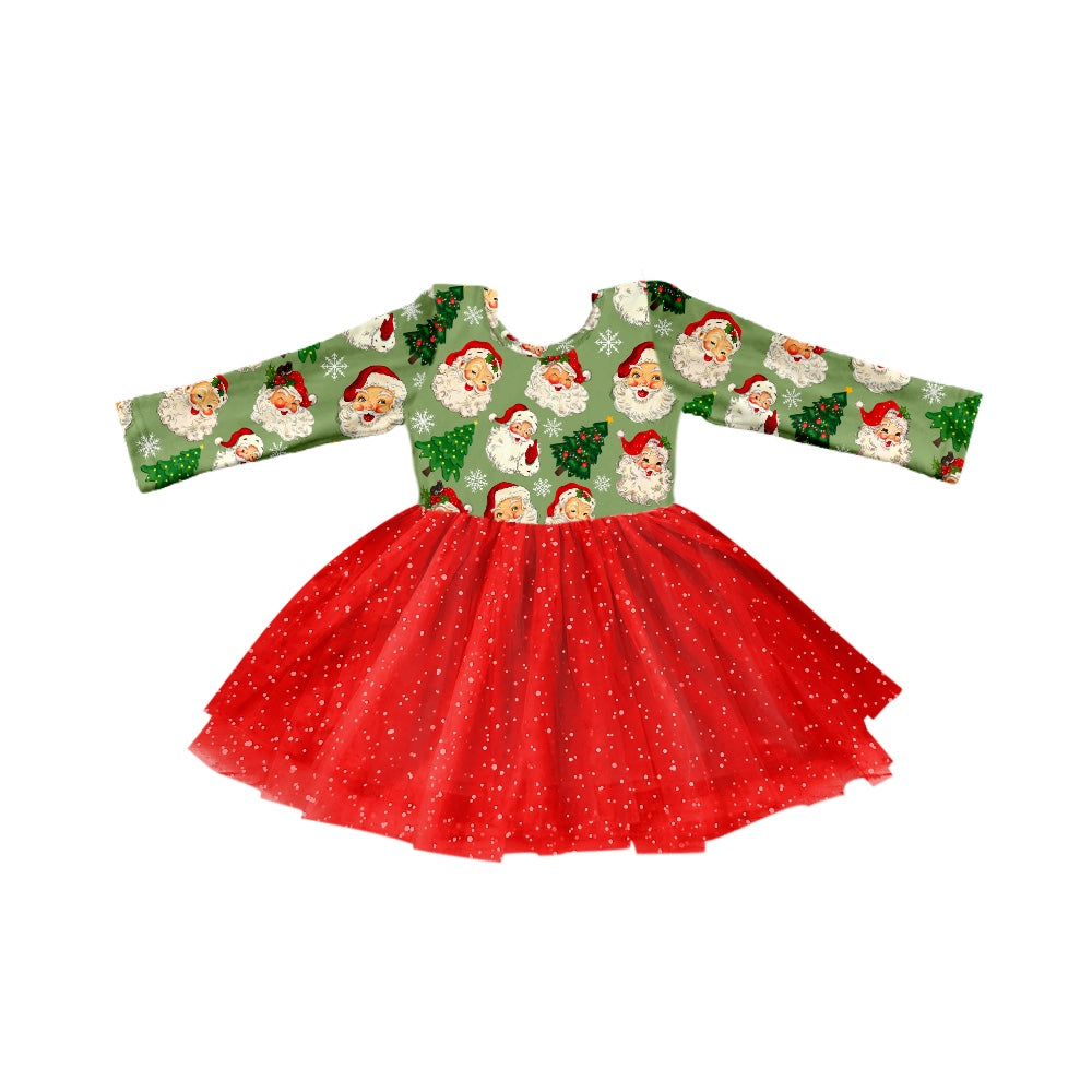 preorder GLD0243 Christmas Santa Claus Green & Red Tutu Dress