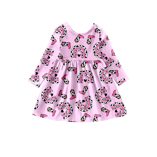 preorder GLD0279 Rainbow Pink Long Sleeve Girls Dress