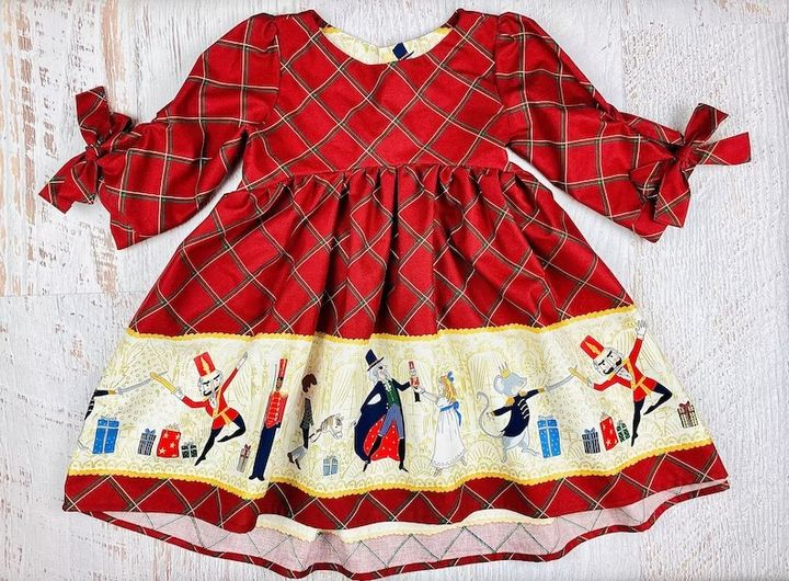 preorder GLD0288 Christmas Soldier Red Long Sleeve Girls Dress