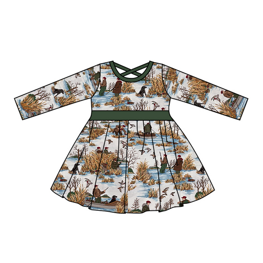 preorder GLD0308 Hunt paddy duck long sleeve girls dress