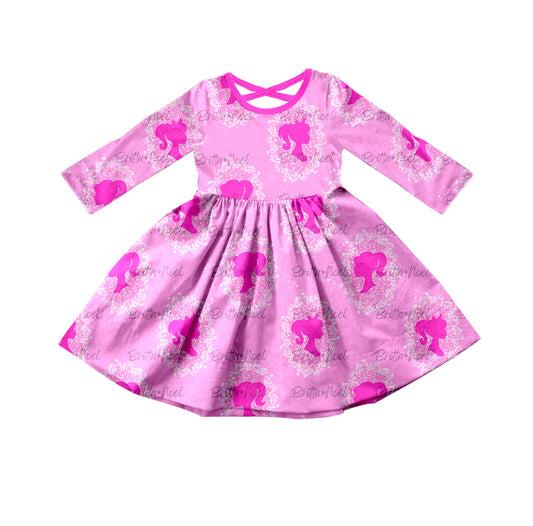 preorder GLD0310 BA hot pink long sleeve girls dress