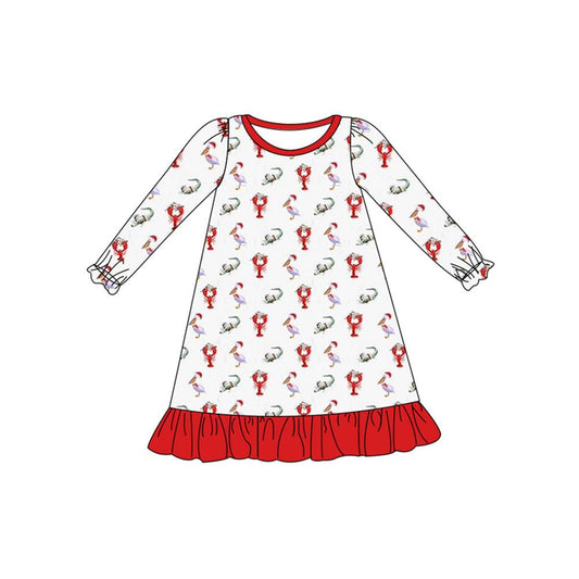 preorder GLD0352 Christmas crayfish long sleeve girls dress