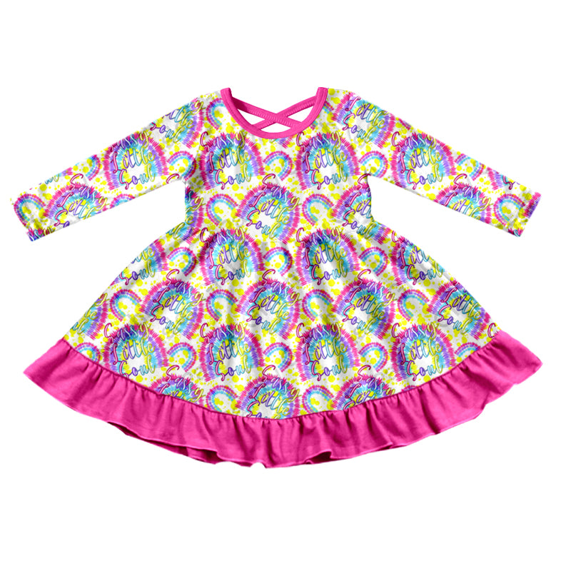 preorder GLD0437 Sassy little soul pink long sleeve girls dress