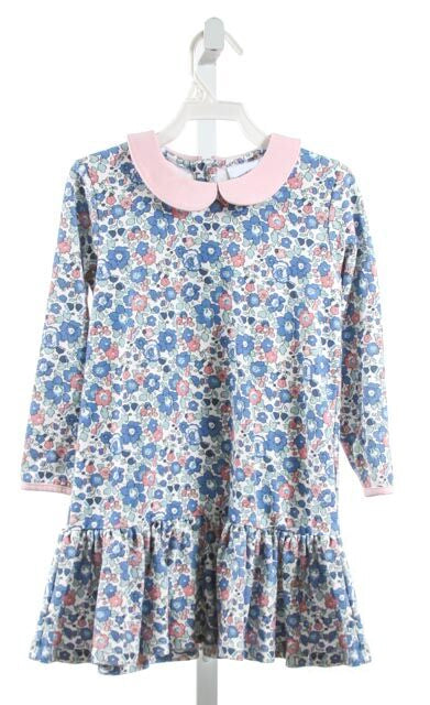 preorder GLD0522 blue pink flowers long sleeve girls floral dress