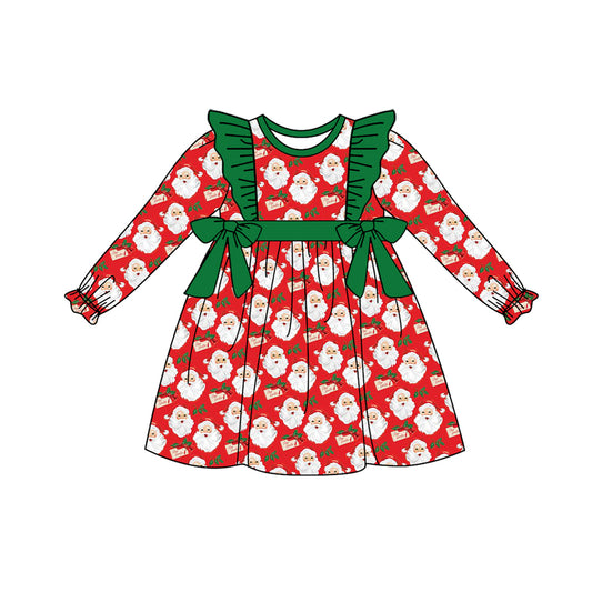 preorder GLD0553 Christmas Santa red long sleeve girls dress