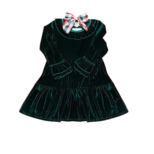 Preorder GLD0619 Christmas black velvet long sleeve girls dress