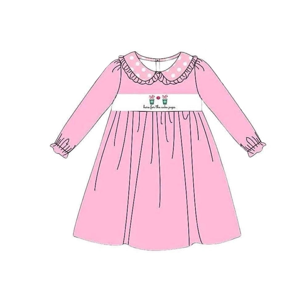 Preorder GLD0642 here for the cake paps pink long sleeve girls dress