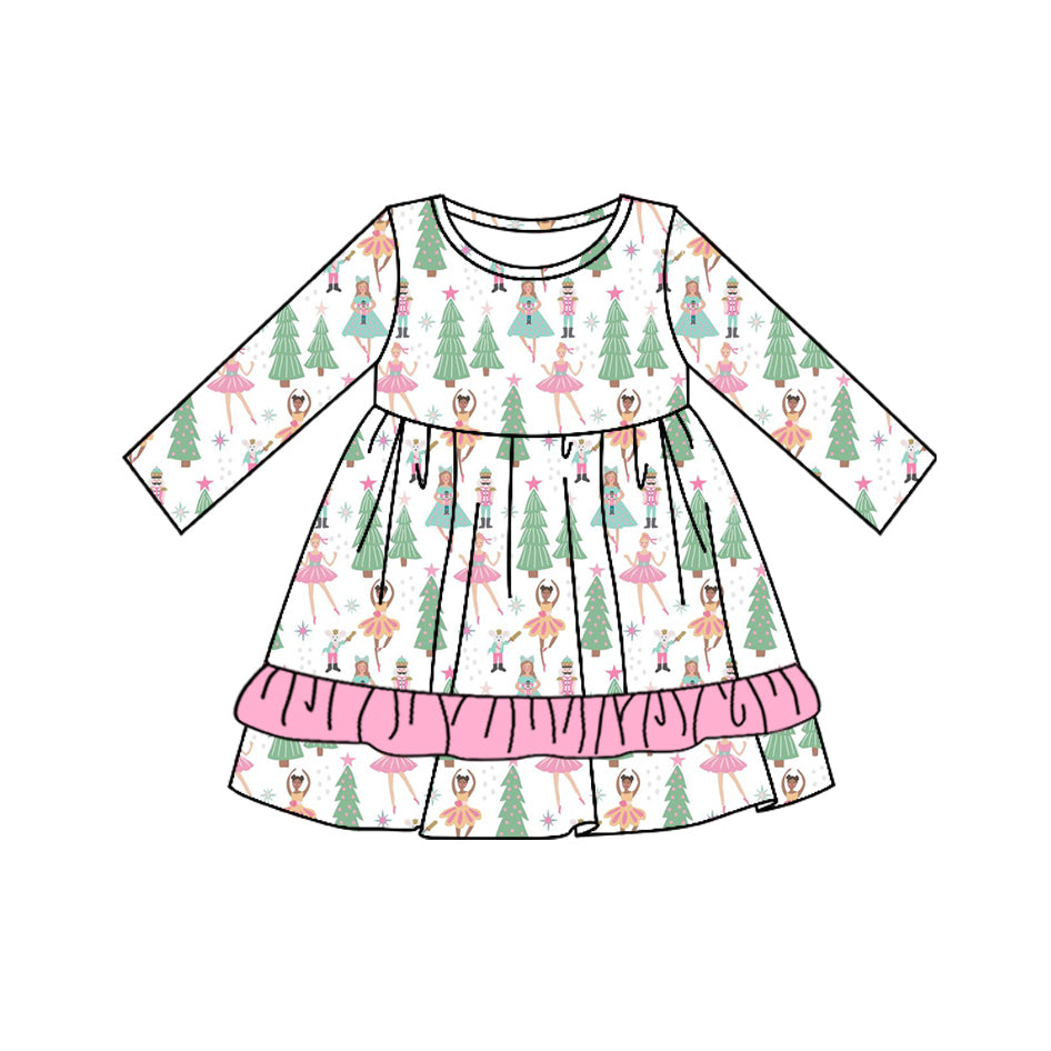 Preorder GLD0659 Christmas dance girl soldier tree long sleeve girls dress