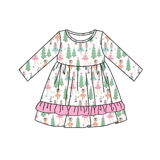 Preorder GLD0659 Christmas dance girl soldier tree long sleeve girls dress