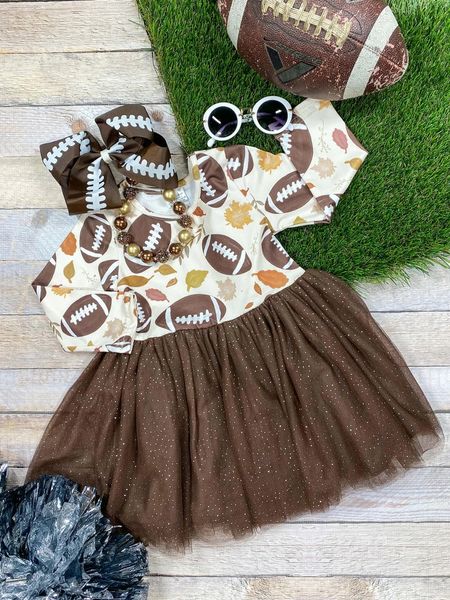 Preorder GLD0716 football leopard long sleeve girls dress