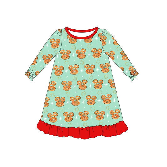 Preorder GLD0721 Halloween cartoon M green long sleeve girls dress