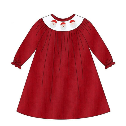 Preorder GLD0750 Christmas Santa red long sleeve girls dress