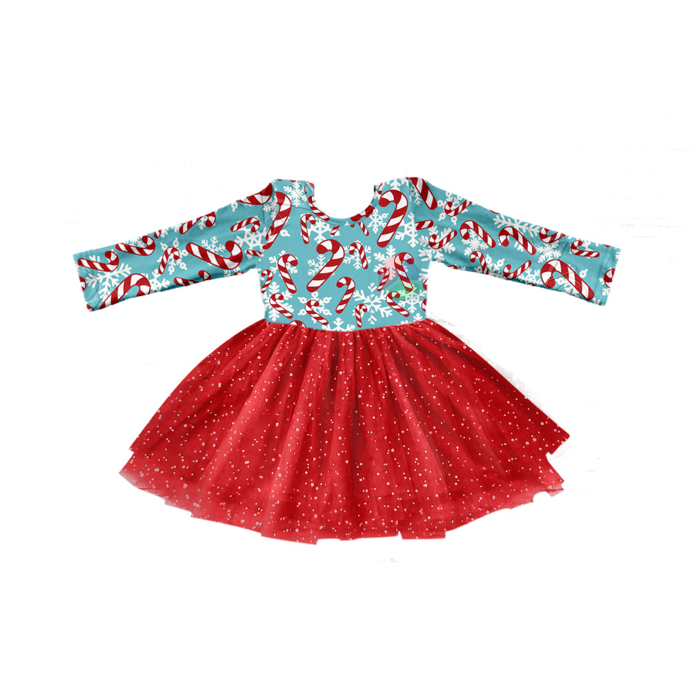 Preorder GLD0772 Chritmas cane candy red tutu dress girls dress