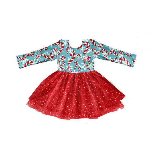 Preorder GLD0772 Chritmas cane candy red tutu dress girls dress