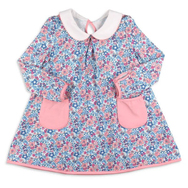 Preorder GLD0801 colorful flowers pink pockets long sleeve girls dress
