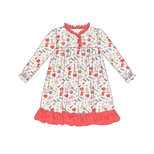 Preorder GLD0824 Taylor Western country singer red long sleeve girls dress