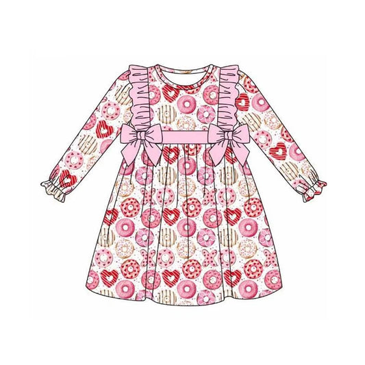 Preorder GLD0966 Valentine's Day XO heart count pink long sleeve girls dress