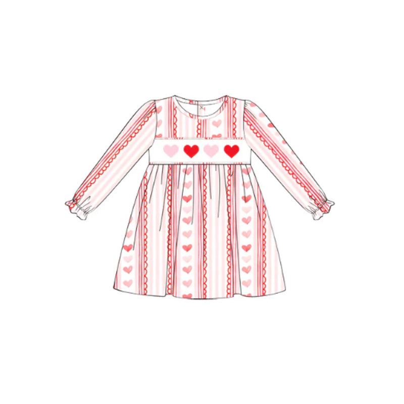 preorder GLD0976 Valentine's Day red heart long sleeve girls dress