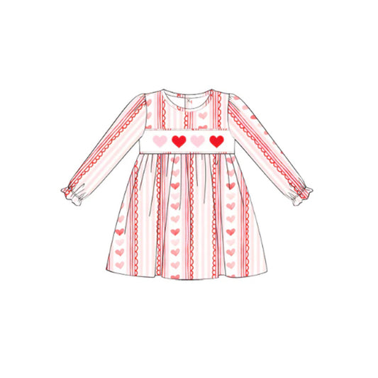 preorder GLD0976 Valentine's Day red heart long sleeve girls dress