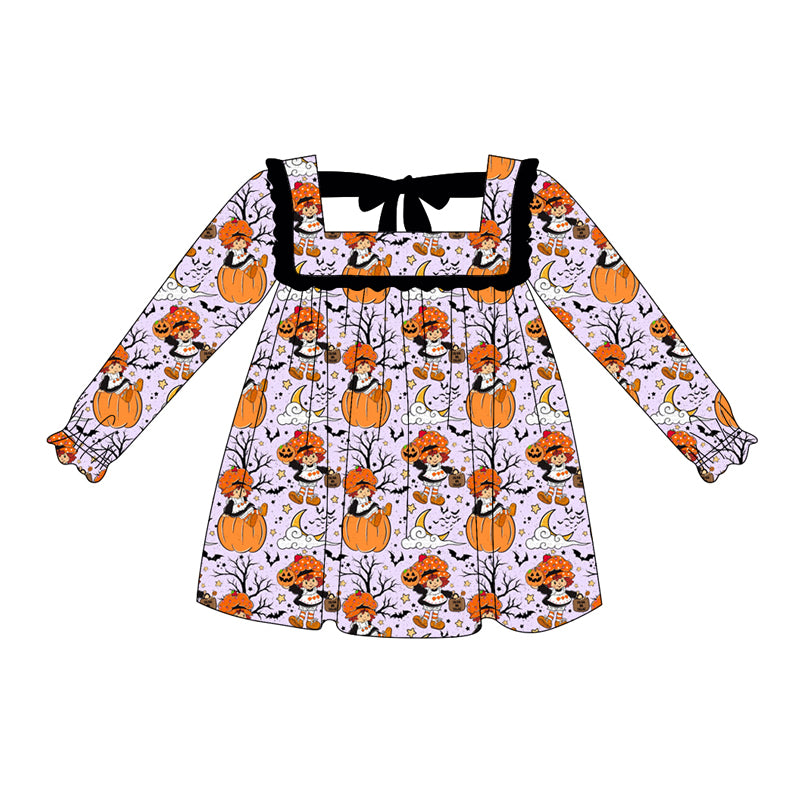 preorder GLD1116 Halloween pumpkin strawberry girl bat long sleeve girls dress