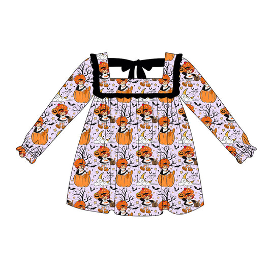 preorder GLD1116 Halloween pumpkin strawberry girl bat long sleeve girls dress