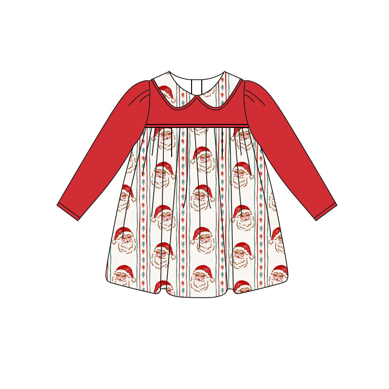 preorder GLD1135 Christmas Santa red long sleeve girls dress