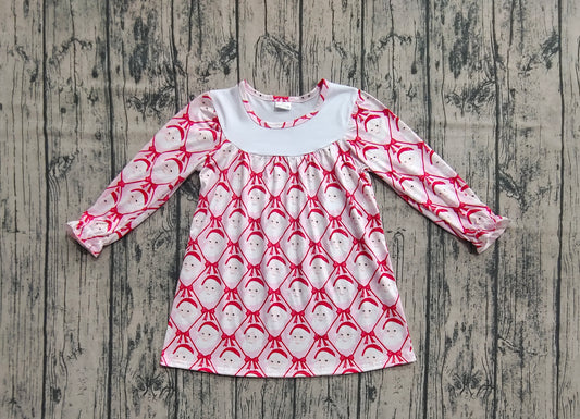 preorder GLD1136 Christmas Santa red bows long sleeve girls dress