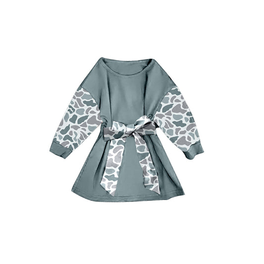 preorder GLD1299 grey camo long sleeve girls dress