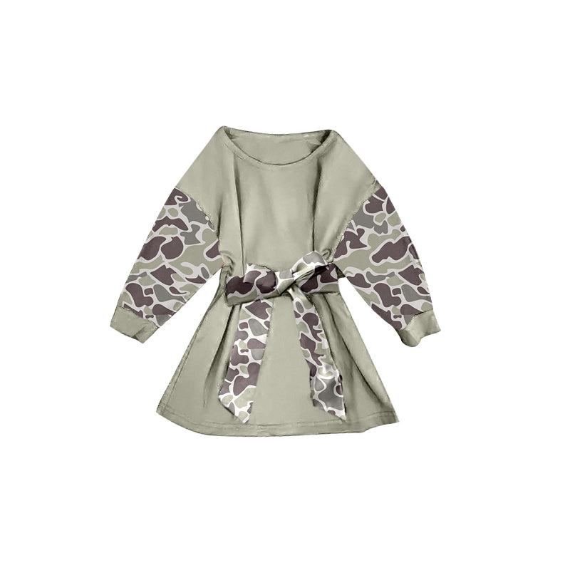 preorder GLD1300 light green camo long sleeve girls dress