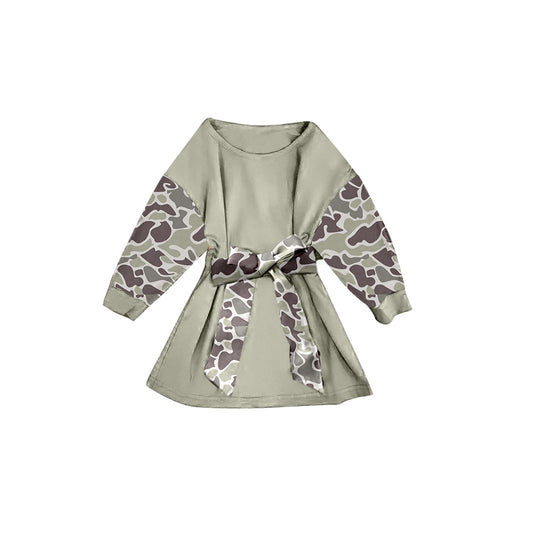 preorder GLD1300 light green camo long sleeve girls dress