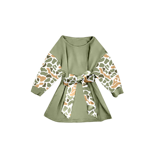 preorder GLD1301 light green camo long sleeve girls dress