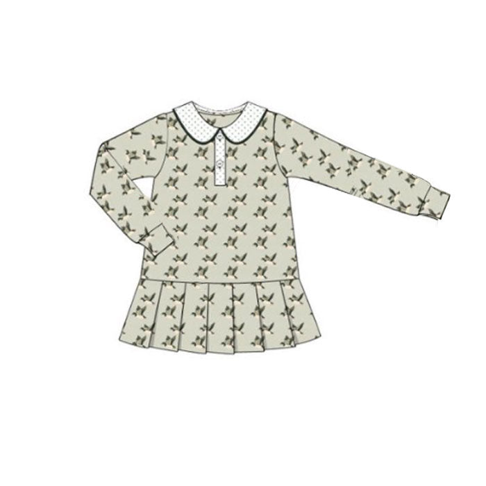 preorder GLD1373 hunting mallard duck long sleeve girls dress