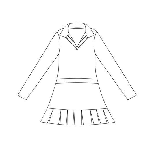 preorder GLD1440 yoga White skorts long sleeve girls dress