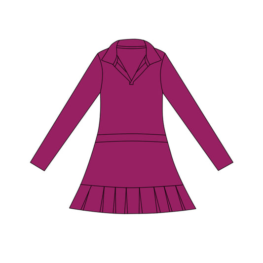 preorder GLD1443 yoga Purple skorts long sleeve girls dress
