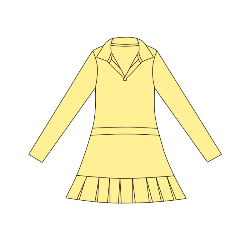 preorder GLD1444 yoga Yellow skorts long sleeve girls dress