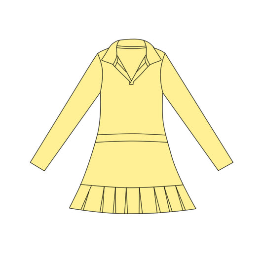preorder GLD1444 yoga Yellow skorts long sleeve girls dress