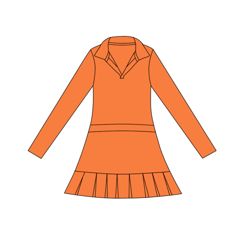 preorder GLD1445 yoga Orange skorts long sleeve girls dress