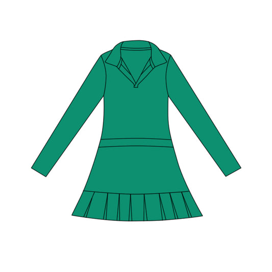 preorder GLD1446 yoga Green skorts long sleeve girls dress
