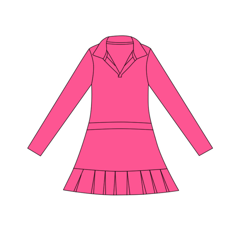 preorder GLD1448 yoga Hot Pink skorts long sleeve girls dress