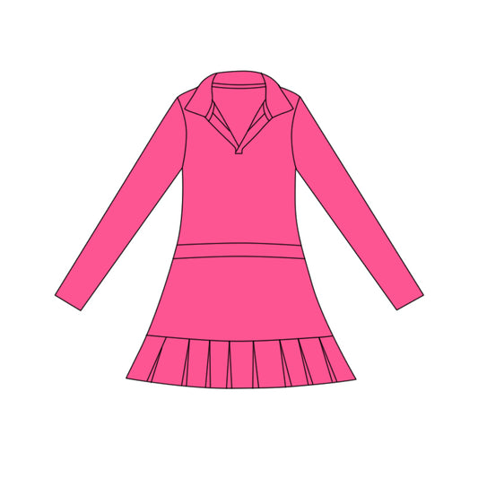 preorder GLD1448 yoga Hot Pink skorts long sleeve girls dress