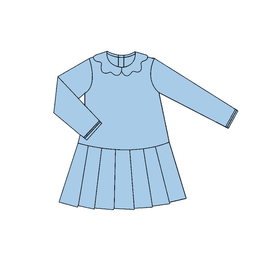 preorder GLD1454 yoga Light Blue skorts long sleeve girls dress