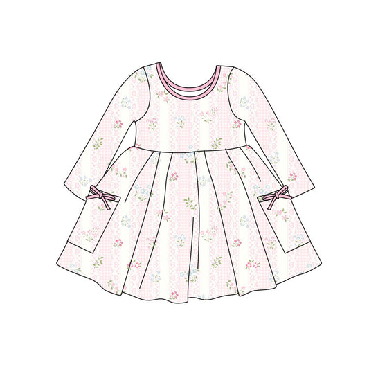 preorder GLD1486 Valentine's Day Heart Flowers Long Sleeve Girls Dress