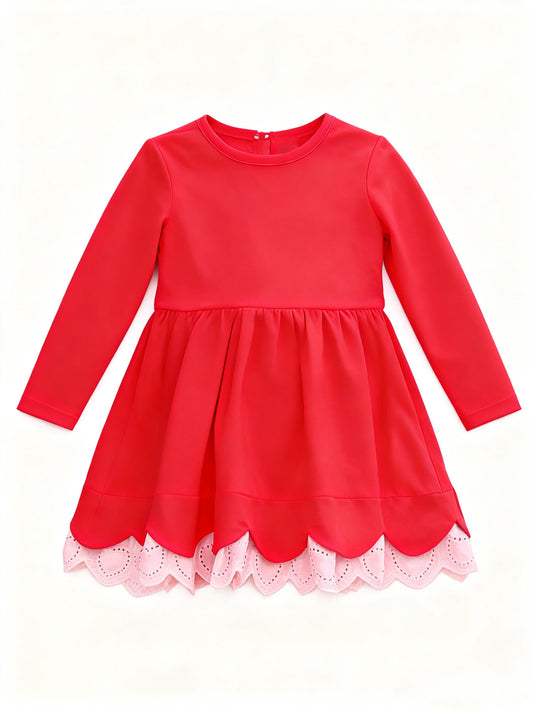 preorder GLD1503 yoga red long sleeve girls dress
